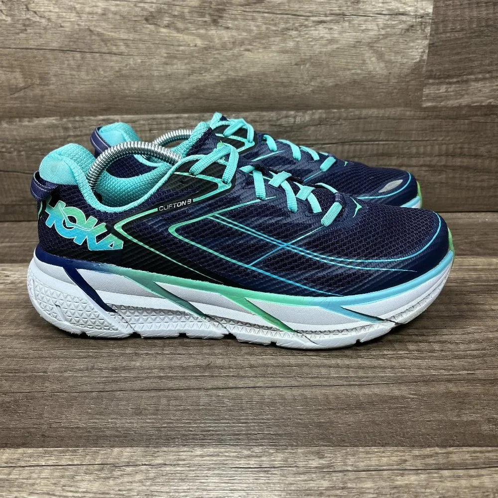 Hoka Clifton 3 Blue Green Womens US Size 8.5 EU 40.67 1012045 MBSBD Running Shoe